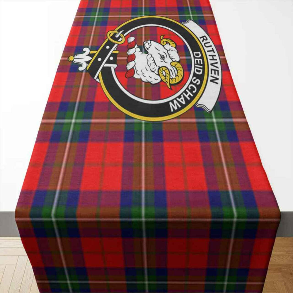 Clan Ruthven Tartan Crest Table Runner Cotton FF28 Ruthven Tartan Tartan Table Runner   