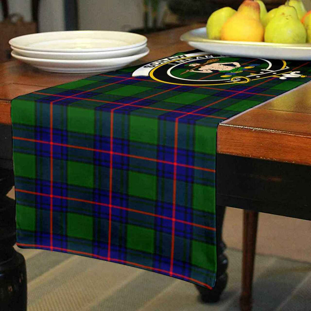 Clan Schaw (of Sauchie) Tartan Crest Table Runner Cotton CU86 Schaw (of Sauchie) Tartan Tartan Table Runner   