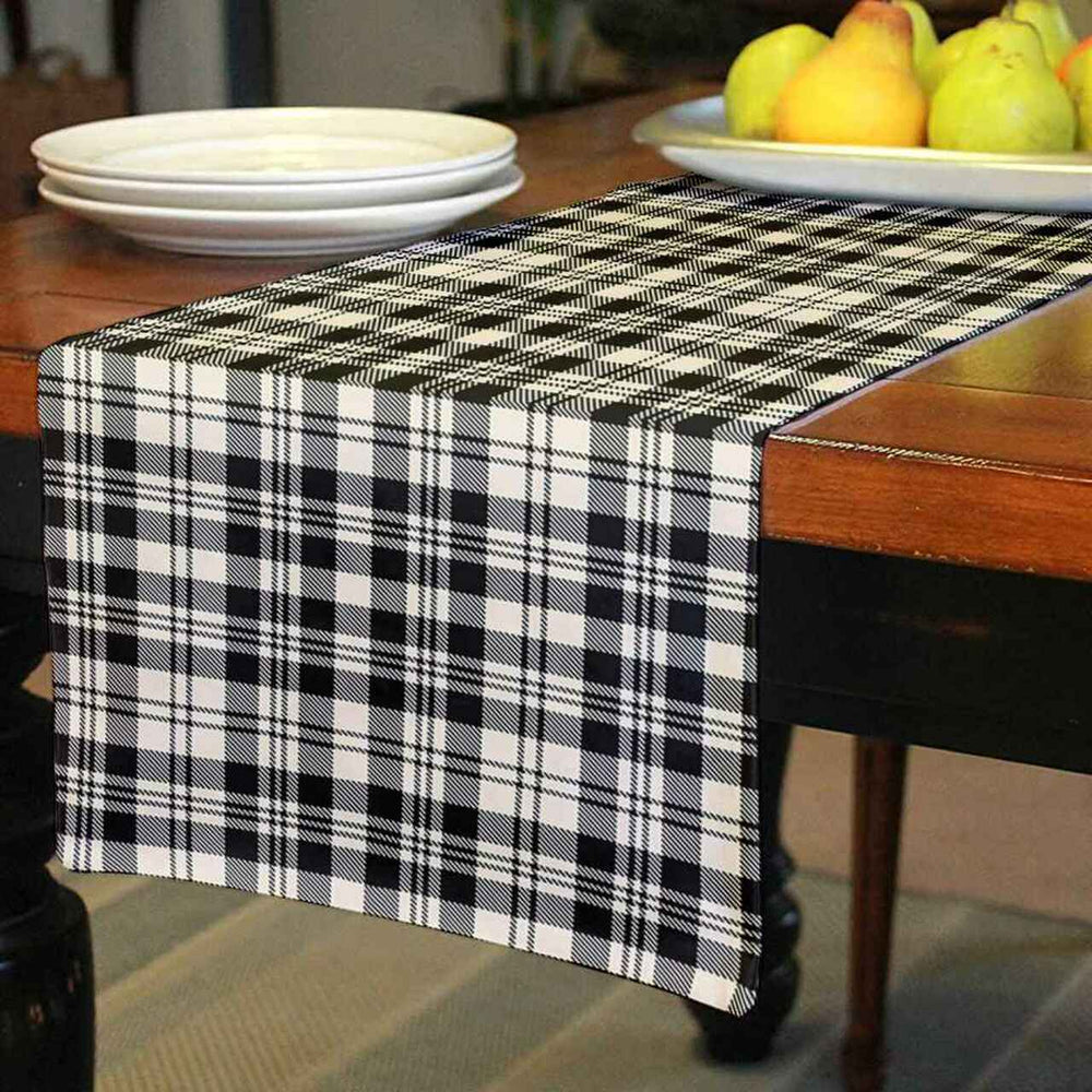 Clan Scott Black & White Ancient Tartan Table Runner Cotton OM30 Clan Scott (Scott Tartan) Tartan Table Runner   
