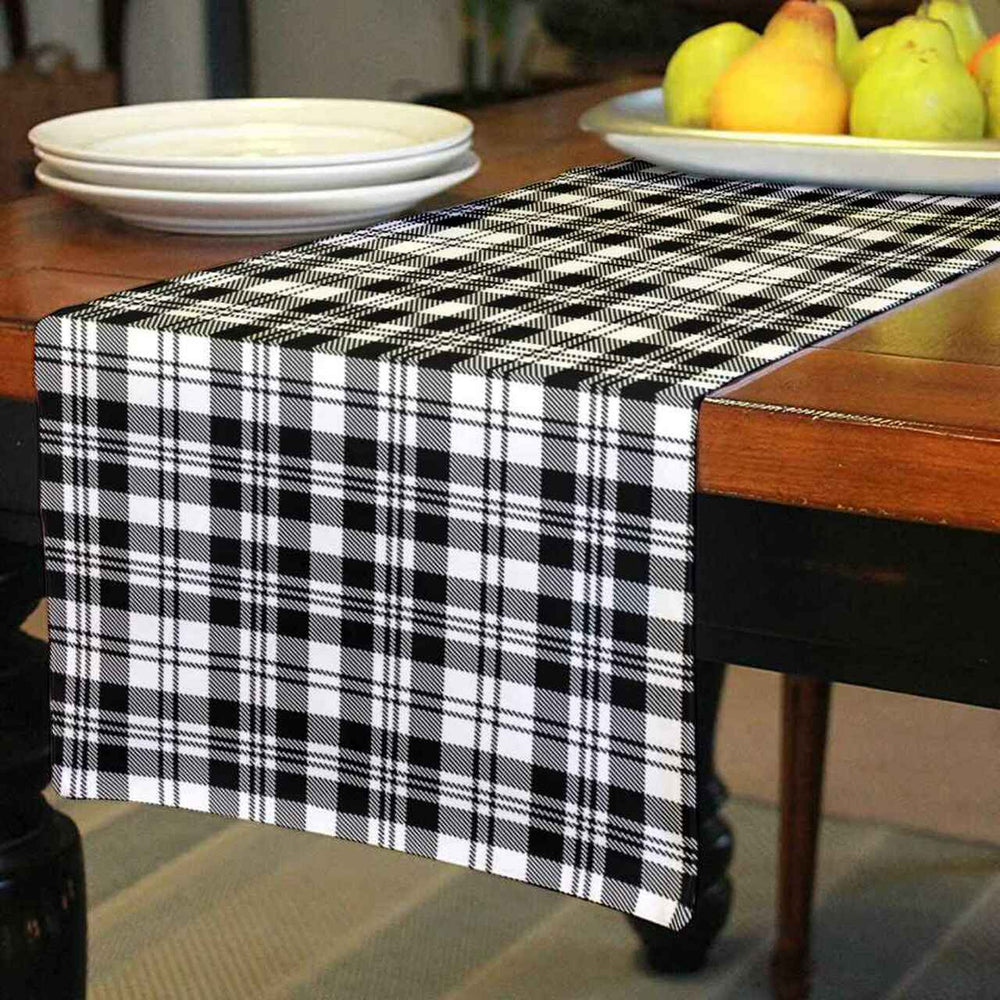 Clan Scott Black & White Modern Tartan Table Runner Cotton SC28 Clan Scott (Scott Tartan) Tartan Table Runner   