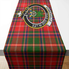 Clan Somerville Tartan Crest Table Runner Cotton BG62 Somerville Tartan Tartan Table Runner   