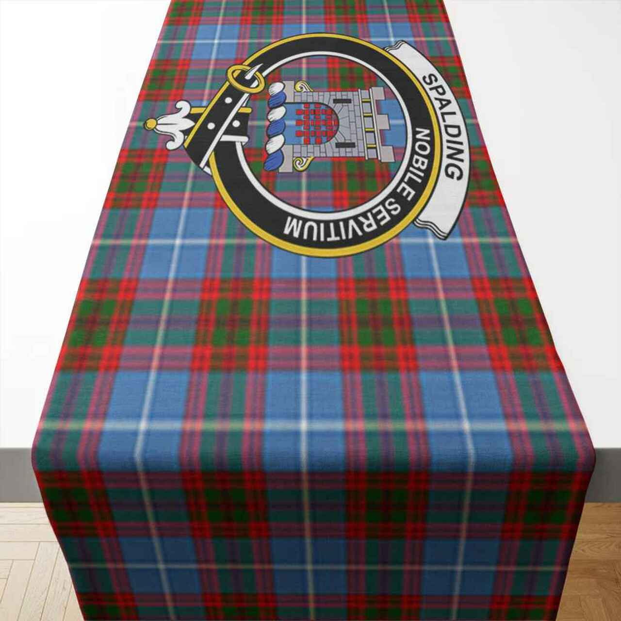 Clan Spalding Tartan Crest Table Runner Cotton IM33 Spalding Tartan Tartan Table Runner   