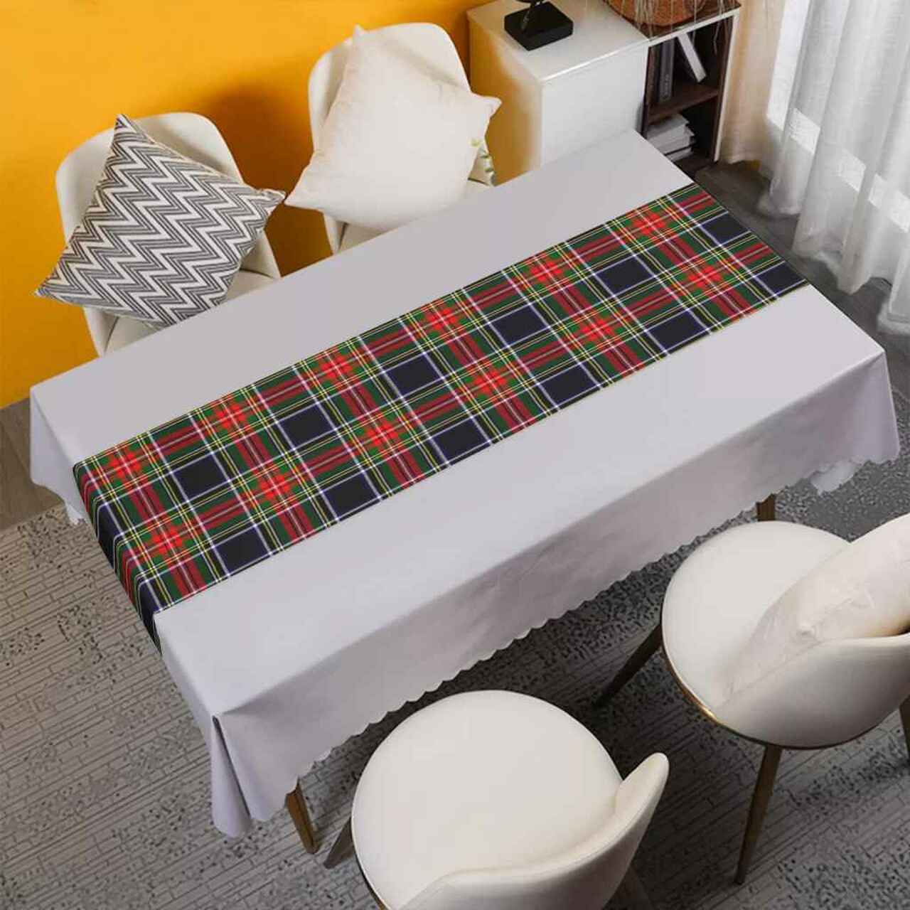 Clan Stewart Black Tartan Table Runner Cotton HU18 Stewart Black Tartan Tartan Table Runner   