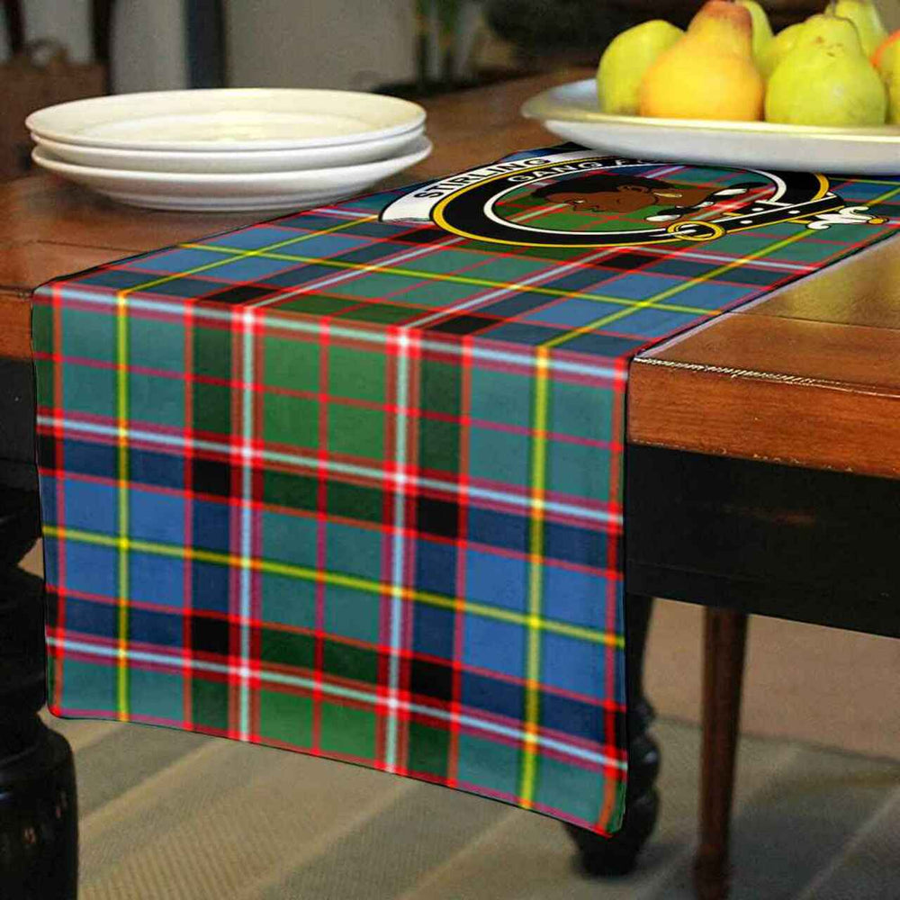 Clan Stirling (of Keir) Tartan Crest Table Runner Cotton WR53 Stirling (of Keir) Tartan Tartan Table Runner   