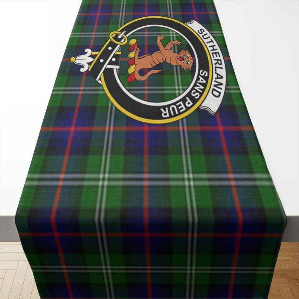 Clan Sutherland I Tartan Crest Table Runner Cotton HP90 Sutherland I Tartan Tartan Table Runner   