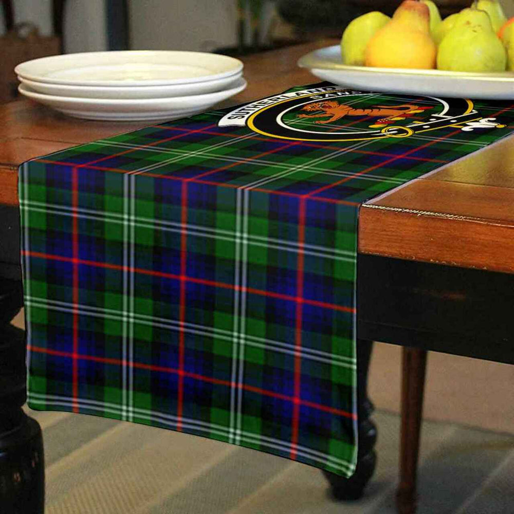 Clan Sutherland I Tartan Crest Table Runner Cotton HP90 Sutherland I Tartan Tartan Table Runner   