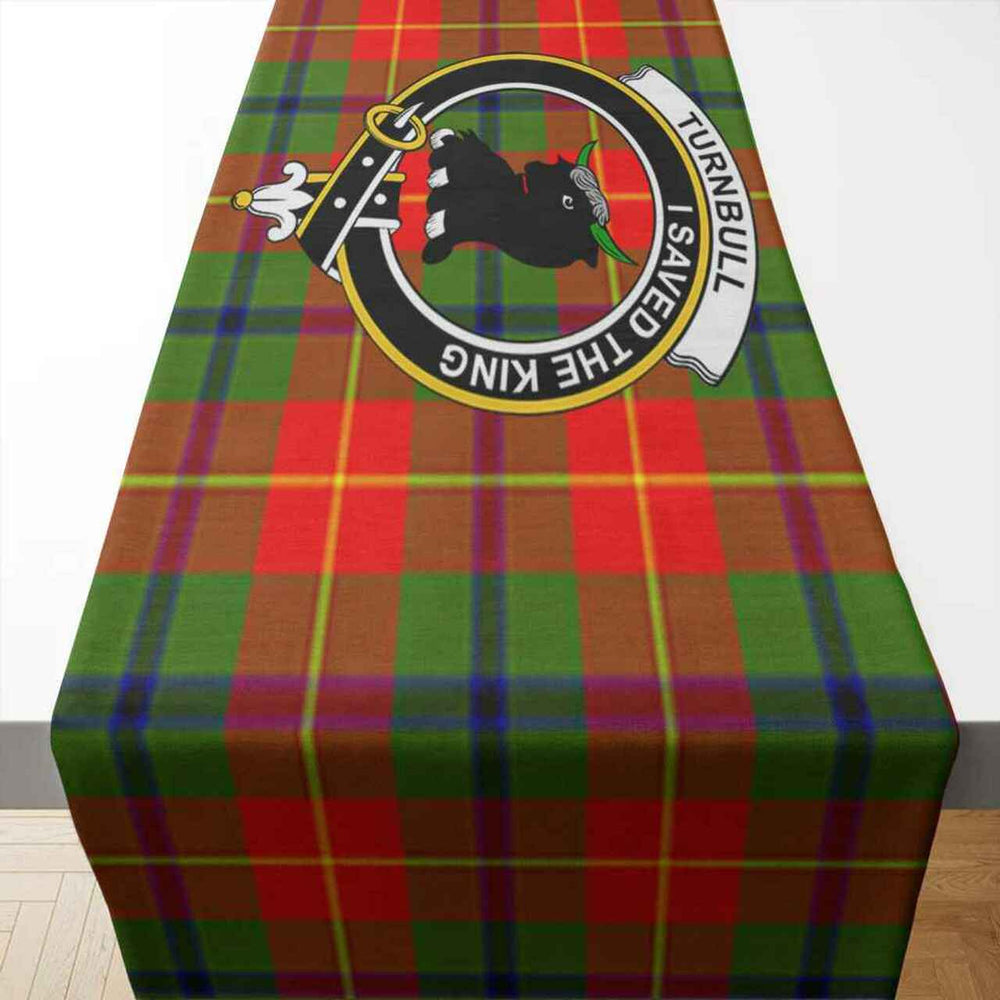 Clan Turnbull Tartan Crest Table Runner Cotton KR23 Turnbull Tartan Tartan Table Runner   