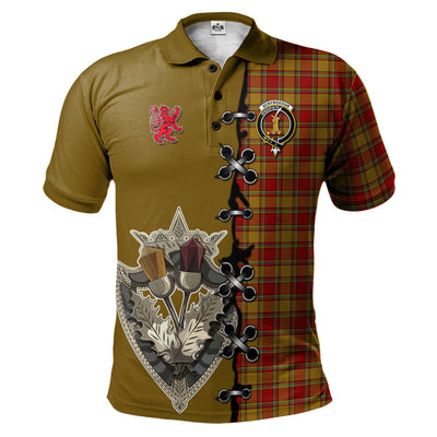 Clan Scrymgeour Tartan Polo Shirt - Lion Rampant And Celtic Thistle Style
