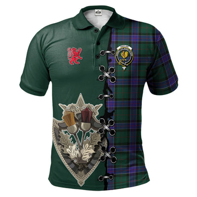 Clan Sinclair Hunting Modern Tartan Polo Shirt - Lion Rampant And Celtic Thistle Style KA38