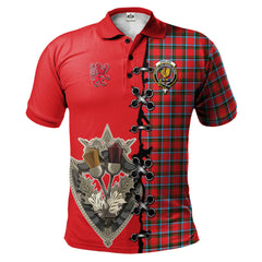 Clan Sinclair Modern Tartan Polo Shirt - Lion Rampant And Celtic Thistle Style SQ81 Sinclair Modern Tartan Tartan Polo   