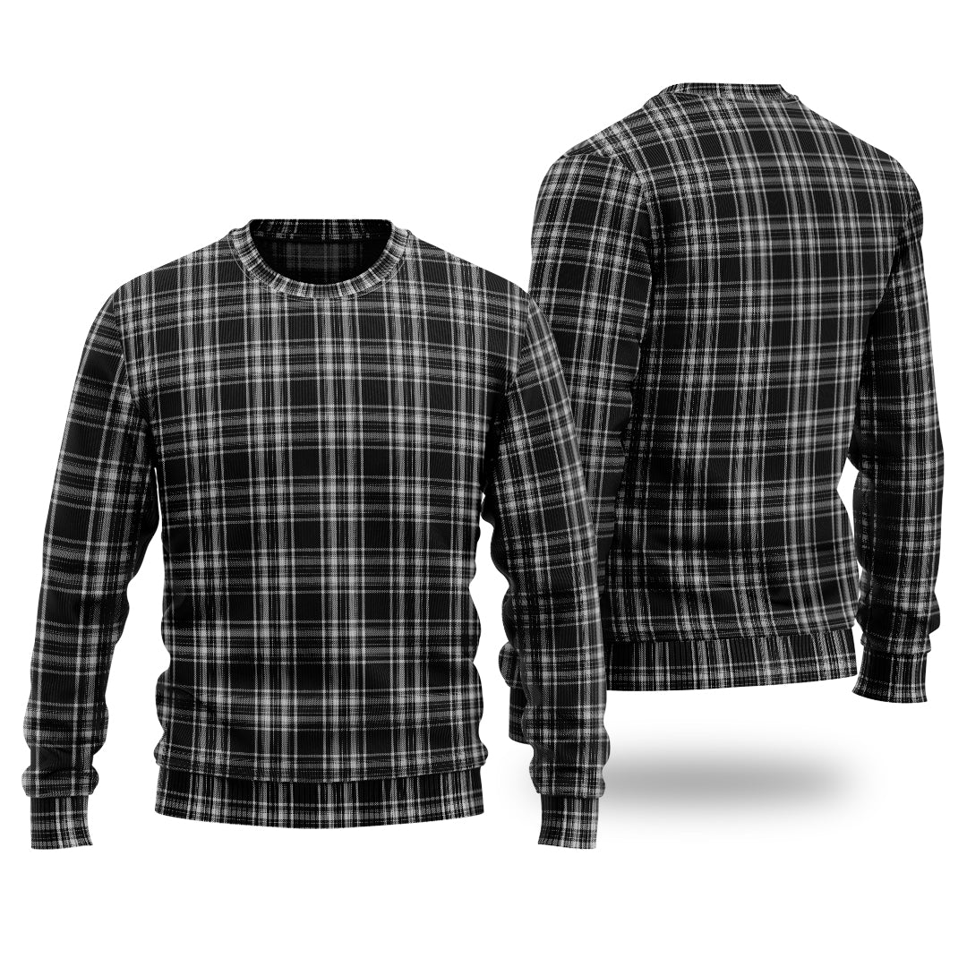 Clan Stewart Black And White Tartan Christmas Ugly Sweater QG72 Stewart Black And White Tartan Tartan Sweater   