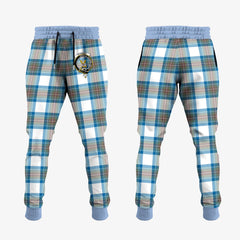 Clan Stewart Muted Blue Tartan Crest Jogger Sweatpants WZ81 Clan Stewart Tartan Today   