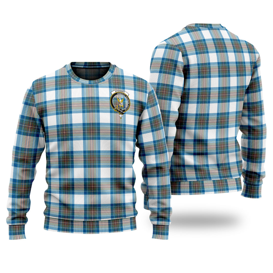 Clan Stewart Muted Blue Tartan Christmas Ugly Sweater RW41 Stewart Muted Blue Tartan Tartan Sweater   