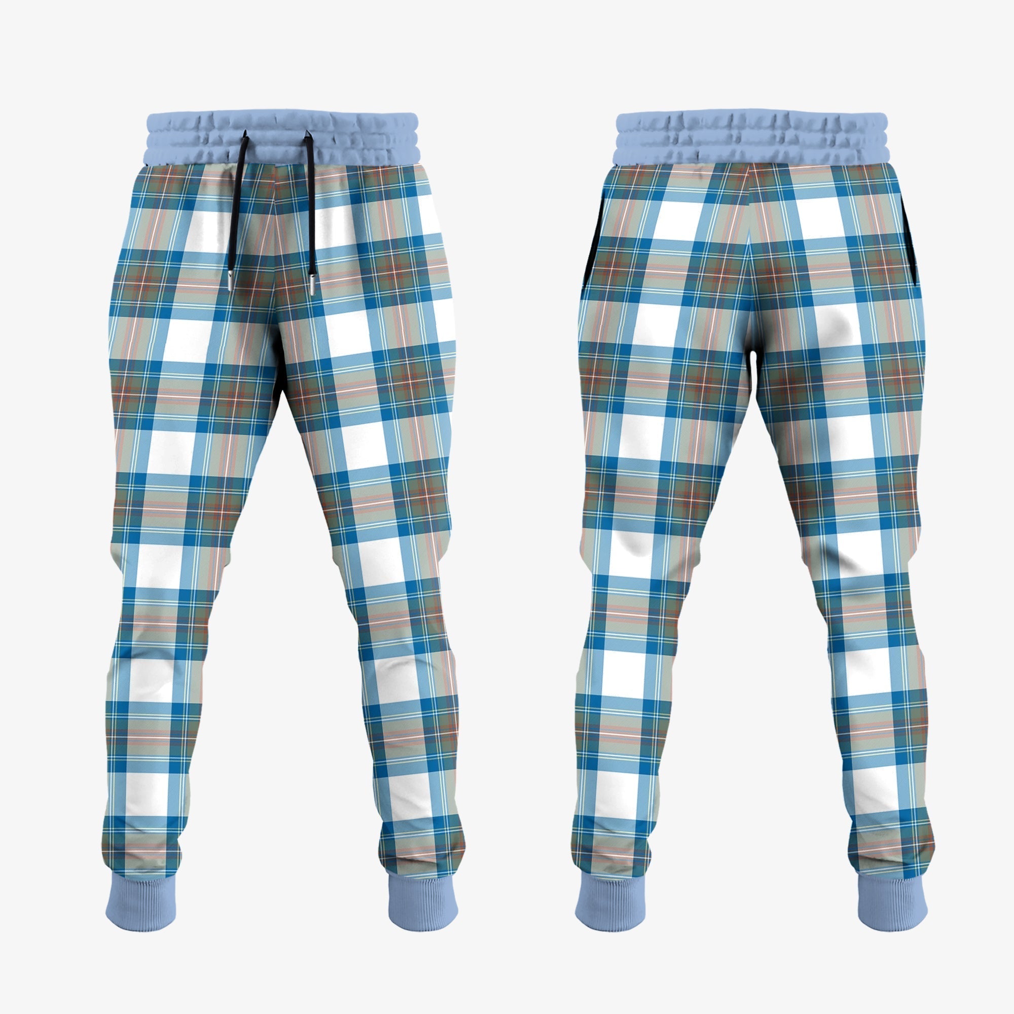 Clan Stewart Muted Blue Tartan Crest Jogger Sweatpants WZ81 Clan Stewart Tartan Today   