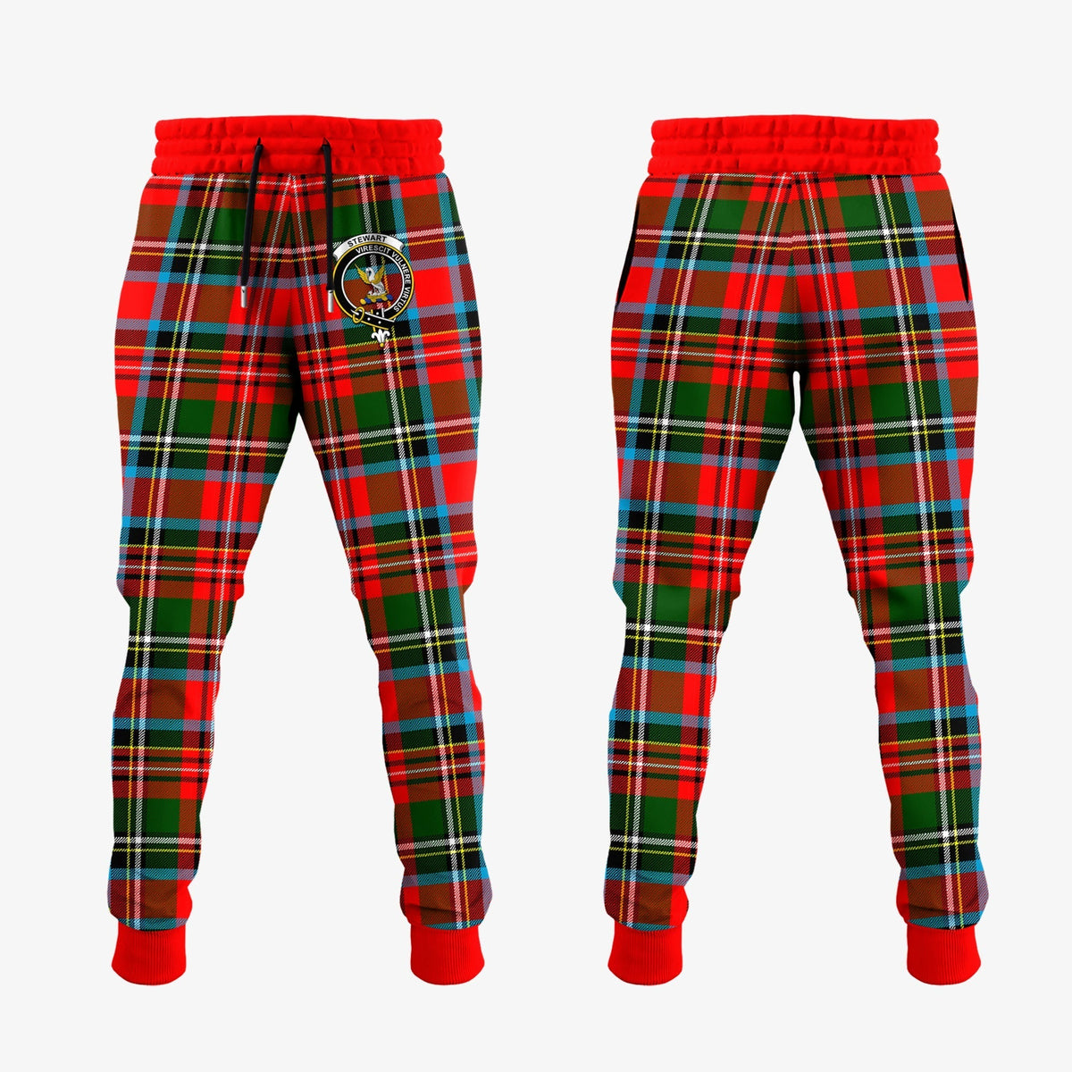 Clan Stewart Royal Tartan Crest Jogger Sweatpants SX74 Clan Stewart Tartan Today   