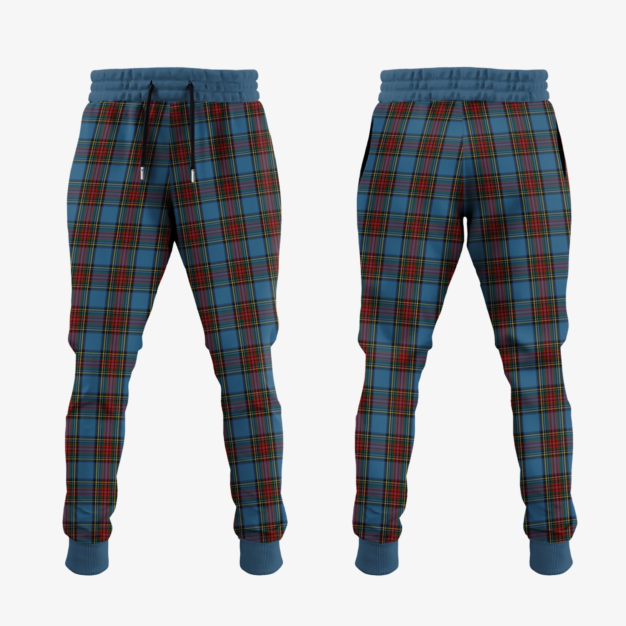 Clan Stewart Royal Blue Tartan Crest Jogger Sweatpants DS47 Clan Stewart Tartan Today   