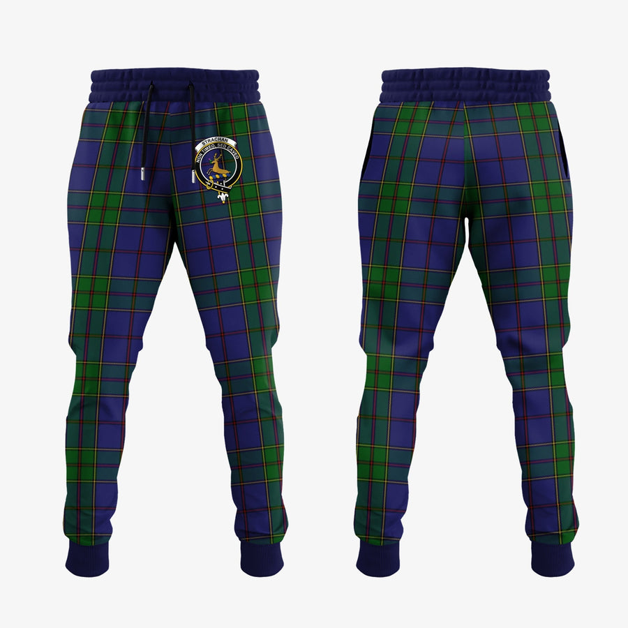 Clan Strachan Tartan Crest Jogger Sweatpants