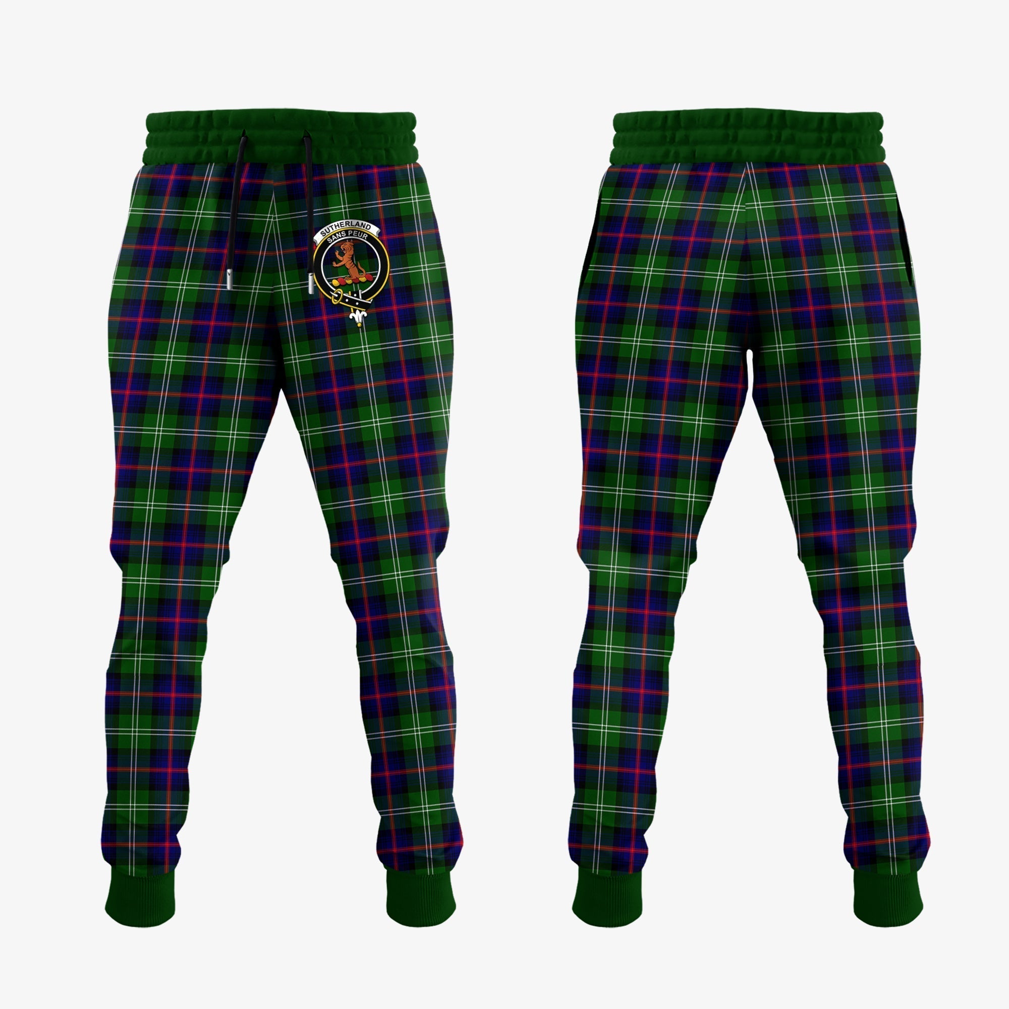 Clan Sutherland Modern Tartan Crest Jogger Sweatpants AJ34 Clan Sutherland Tartan Today   