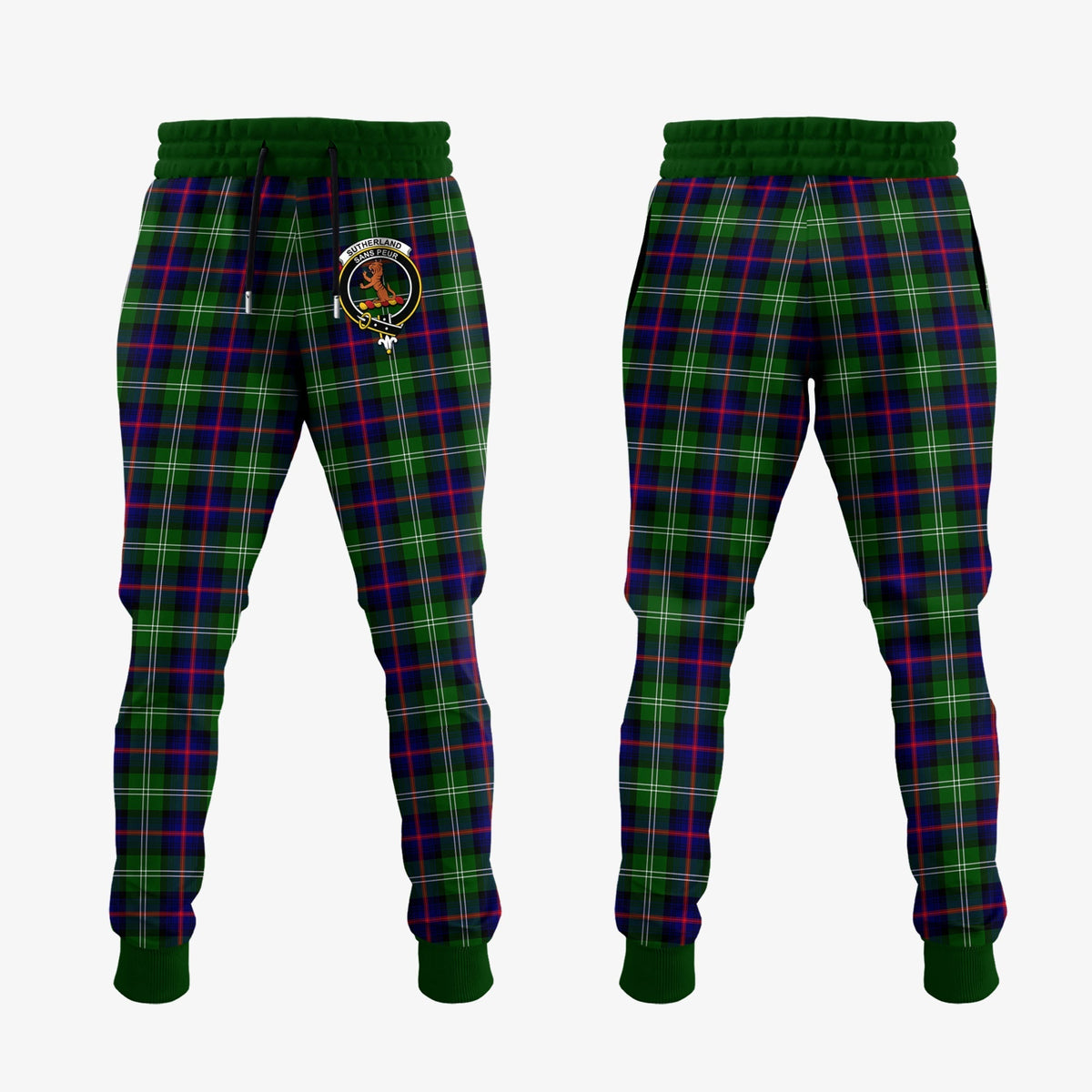 Clan Sutherland Modern Tartan Crest Jogger Sweatpants AJ34 Clan Sutherland Tartan Today   