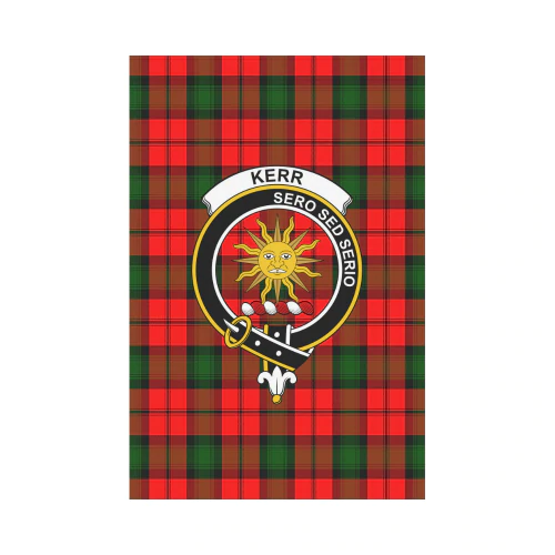 Clan Kerr Modern Tartan Crest Garden Flag