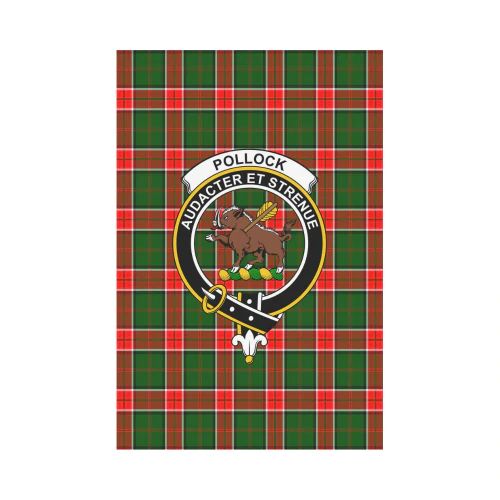 Clan Pollock Modern Tartan Crest Garden Flag