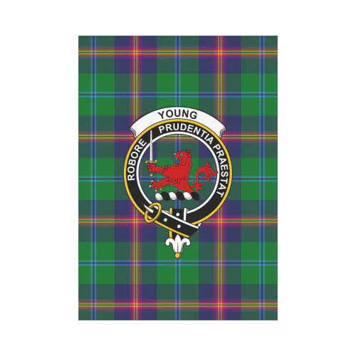 Clan Young Modern Tartan Crest Garden Flag