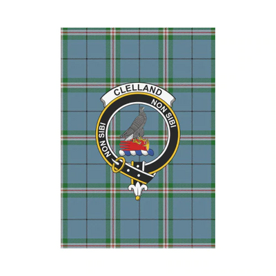 Clan Clelland Modern Tartan Crest Garden Flag
