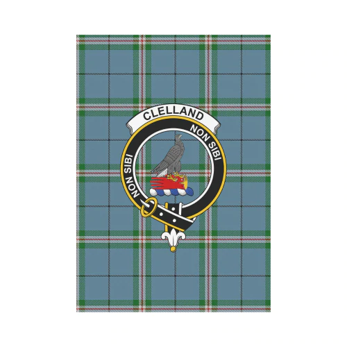 Clan Clelland Modern Tartan Crest Garden Flag