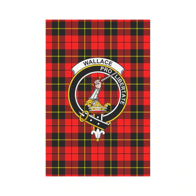 Clan Wallace Hunting - Red Tartan Crest Garden Flag