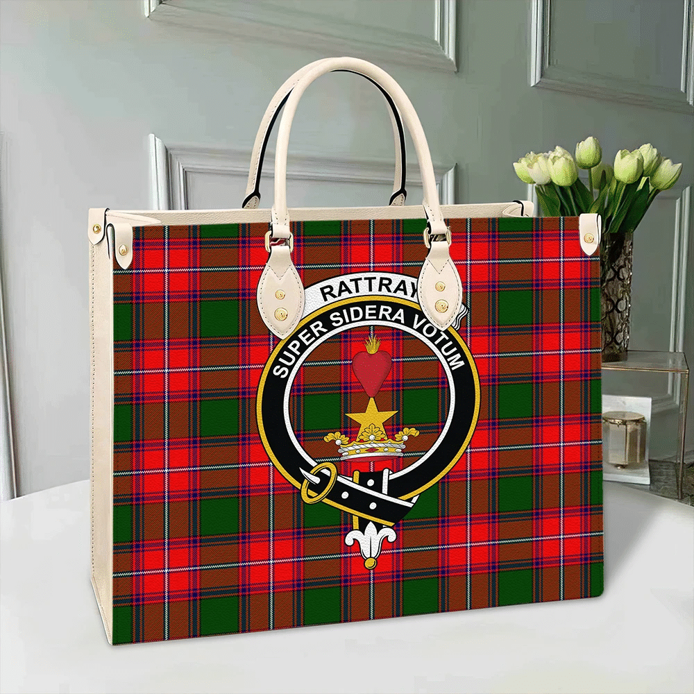 Clan Rattray Modern Tartan Crest Leather Bag TV89 Clan Rattray Tartan Today   