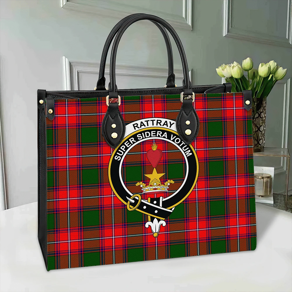 Clan Rattray Modern Tartan Crest Leather Bag TV89 Clan Rattray Tartan Today   
