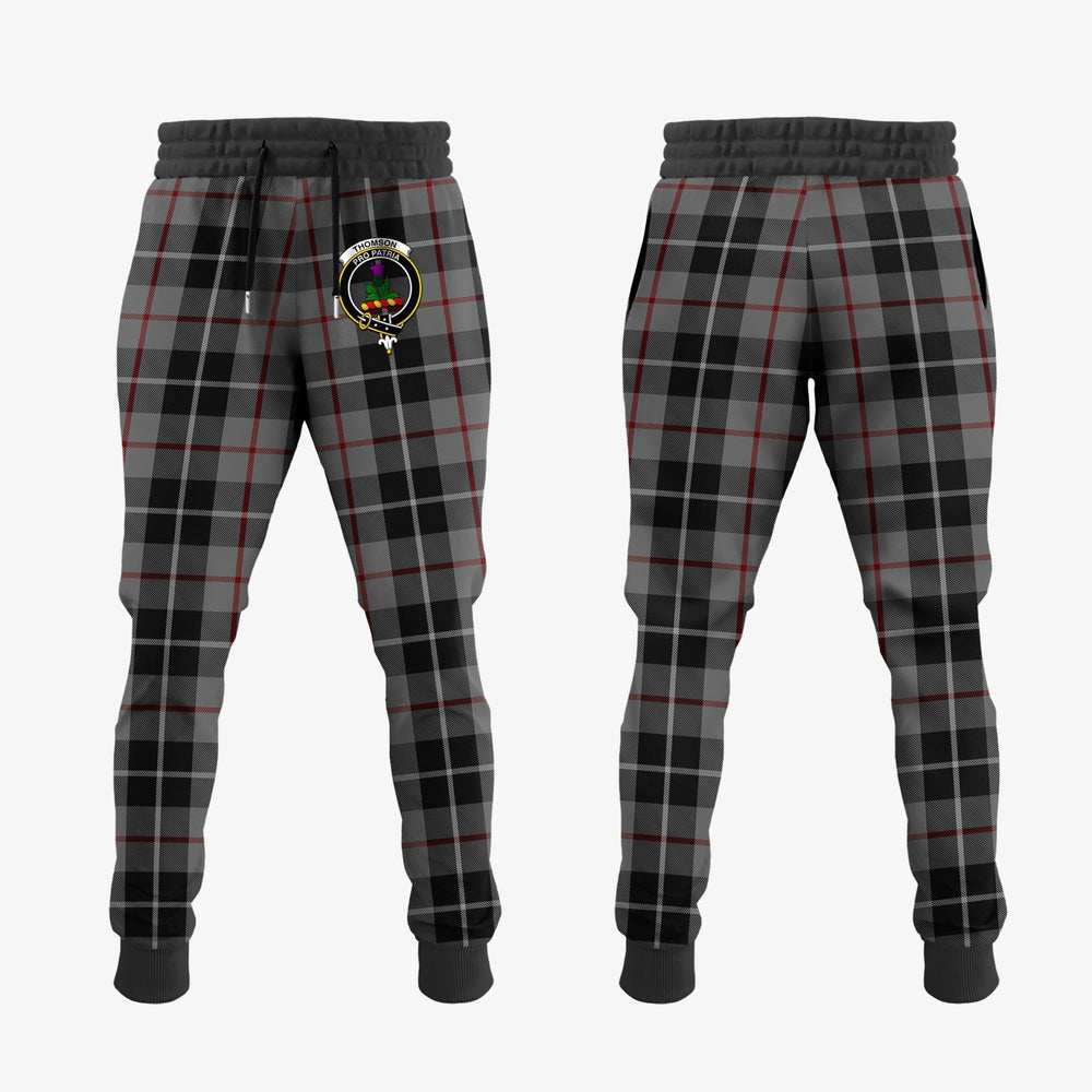 Clan Thompson Grey Tartan Crest Jogger Sweatpants RA99 Clan Thompson Tartan Today   