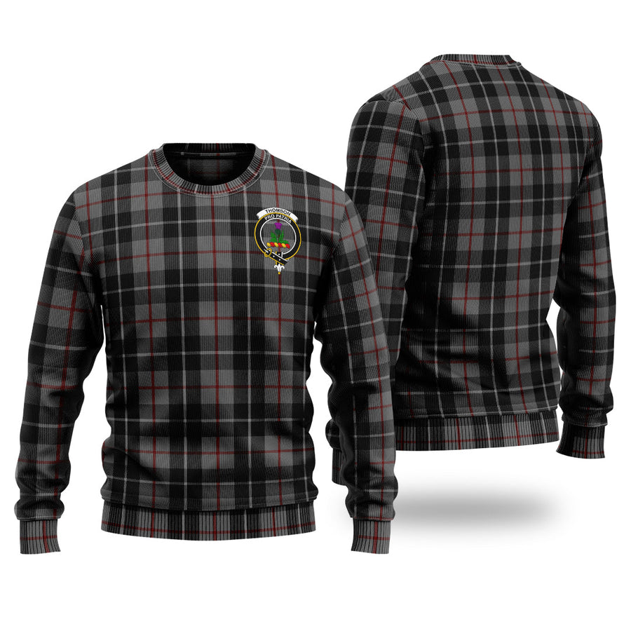 Clan Thompson Grey Tartan Christmas Ugly Sweater AW64 Thompson Grey Tartan Tartan Sweater   