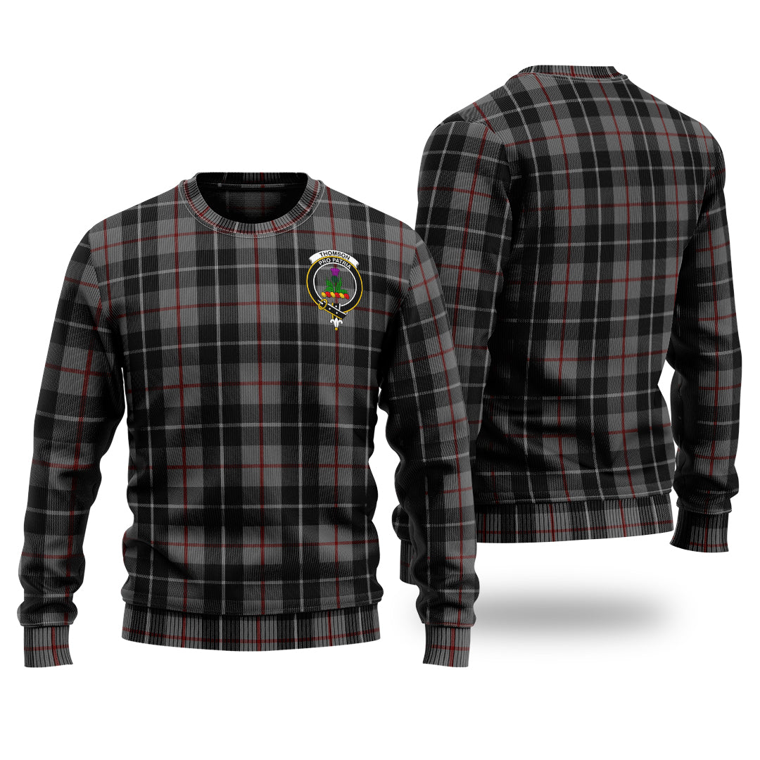 Clan Thompson Grey Tartan Christmas Ugly Sweater AW64 Thompson Grey Tartan Tartan Sweater   